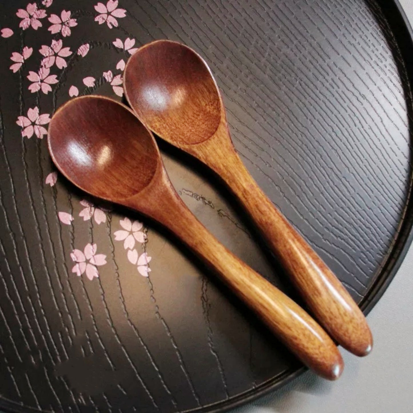 Handcrafted solid wood spoon set for desserts, honey, iced tea, salads, and more. Adds elegance to your kitchen decor.