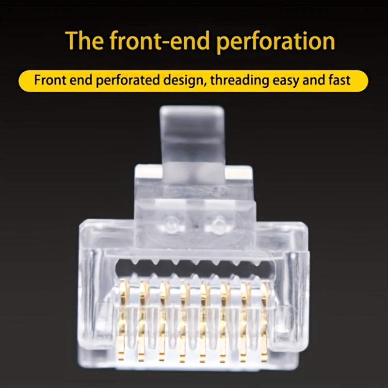 CAT6 RJ45 connectors are perforated crystal heads for unshielded network lines.