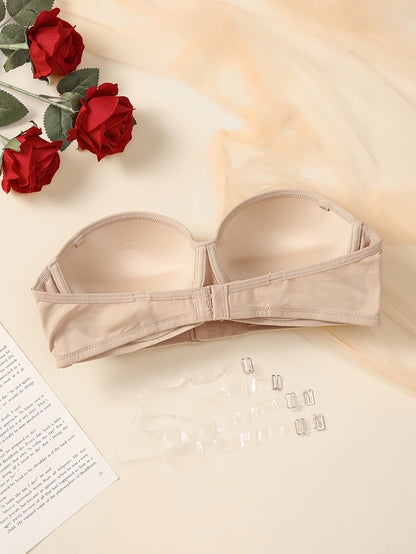 Sleek invisible bra with underwire support, non-removable pads, made of nylon and elastane - hand wash only.