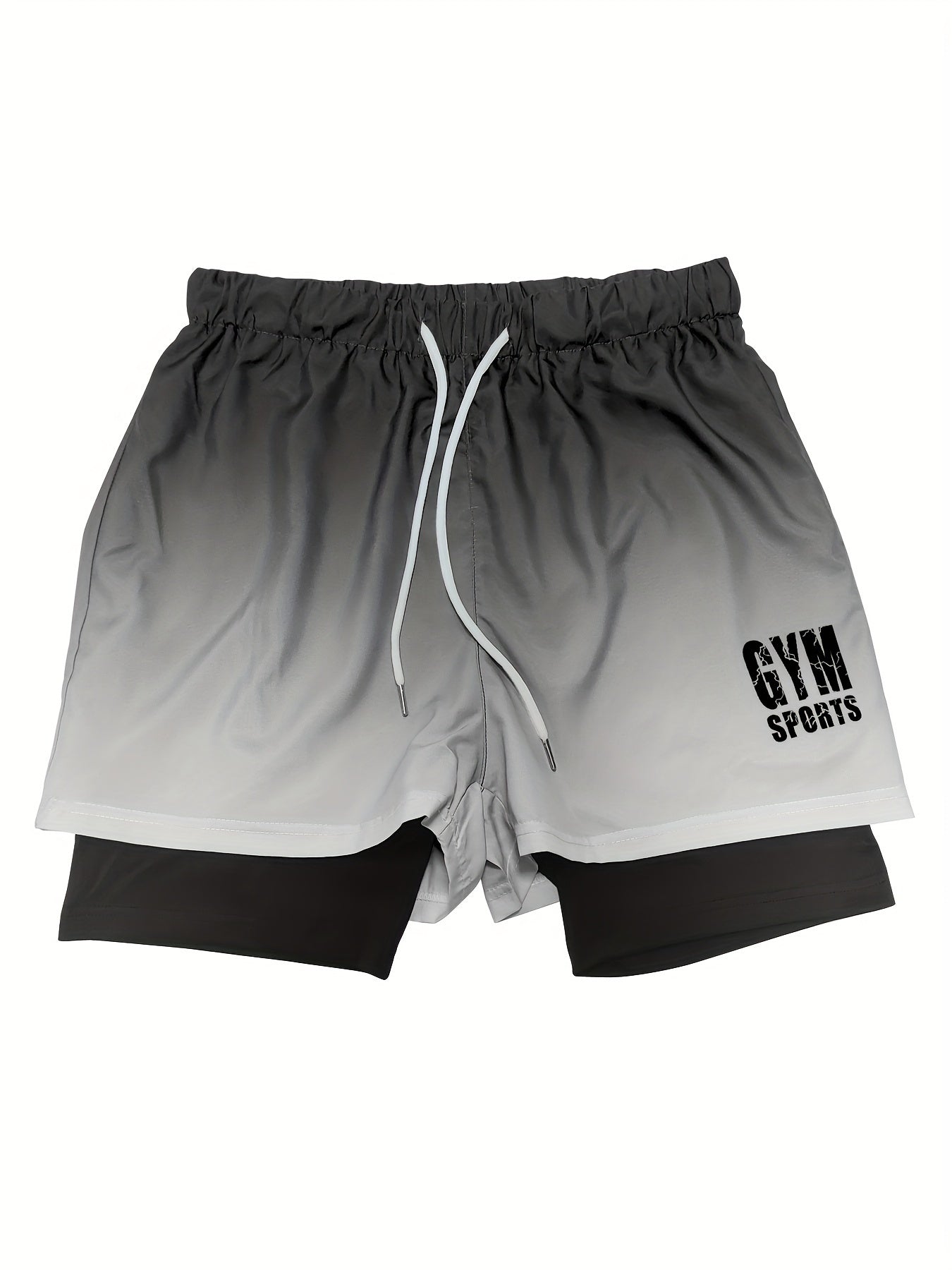 Men's 2-in-1 double layer ombre shorts for summer gym training.