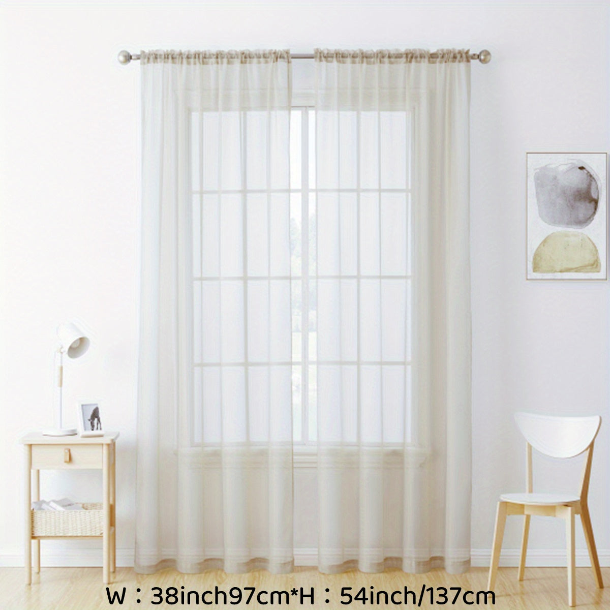 Enhance your decor with these elegant sheer voile curtain panels. Made of semi-transparent polyester, they feature a rod pocket design for easy hanging in your kitchen, bedroom, or living room. Create a romantic ambiance with these beautiful curtains.