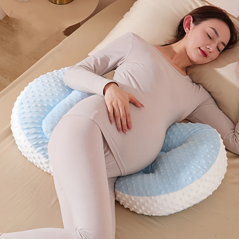 U-Shaped Adjustable Maternity Pillow with Soft Cotton Cover - Provides Versatile Whole Body Comfort for Expectant Mothers, Ideal for Side Sleeping and Belly Support - Suitable for Women 14+