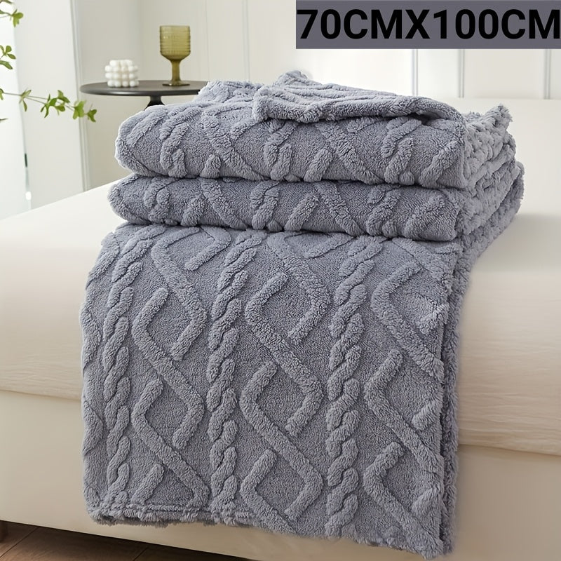 Hand Wash Only Lamb Fleece Blanket with Non-woven Coral Fleece Plush Thick Warm 3D Geometric-Pattern - Soft Cozy Flannel Throw Perfect for All Seasons. Featuring Contemporary Style Multifunctional design for Bed, Couch, or Travel. Made of 100% Polyester.