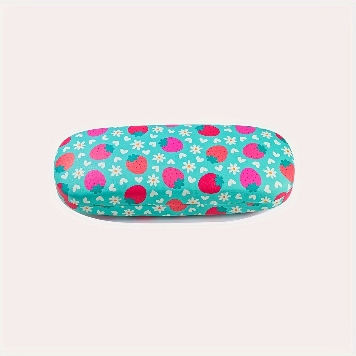 Hard shell portable eyeglasses case with fruit flower design, suitable for both men and women, perfect for sunglasses or reading glasses.