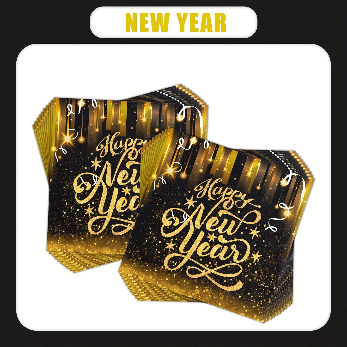 Celebrate the New Year with our festive 3-Ply Cocktail Napkins! Ideal for adding a touch of elegance to your New Year's Eve party decor and dinner table settings. These napkins are a must-have for any kitchen or restaurant as an essential party accessory.