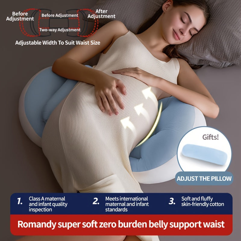 Maternity Pillow for Side Sleepers - Provides Waist Support & Belly Relief, Made with Ultra-Soft Polyester Fiber, Ideal for Pregnancy Comfort