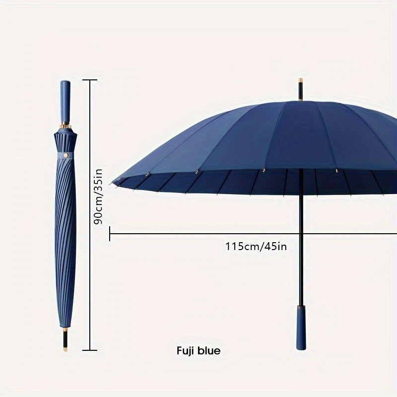 Men's 24-Bone Long Handle Straight Rod Umbrella Home Large Size Reinforced Windproof Business Black Umbrella Special Rain Umbrella.