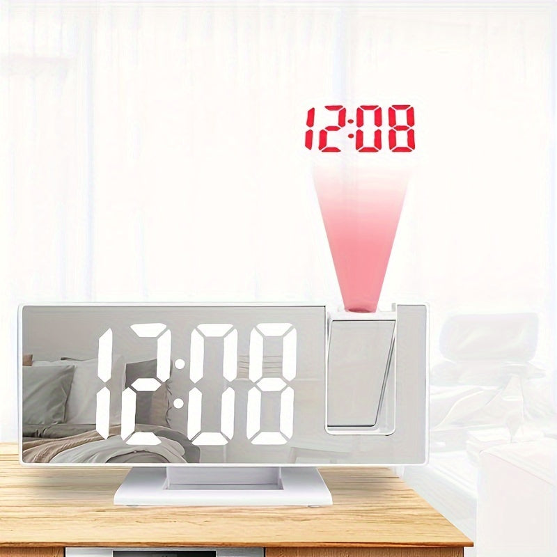 3D LED Mirror Clock with USB power, temperature display, auto brightness. Sleek black design for bedroom & living room. Includes battery & memory time function. ABS material. Living room