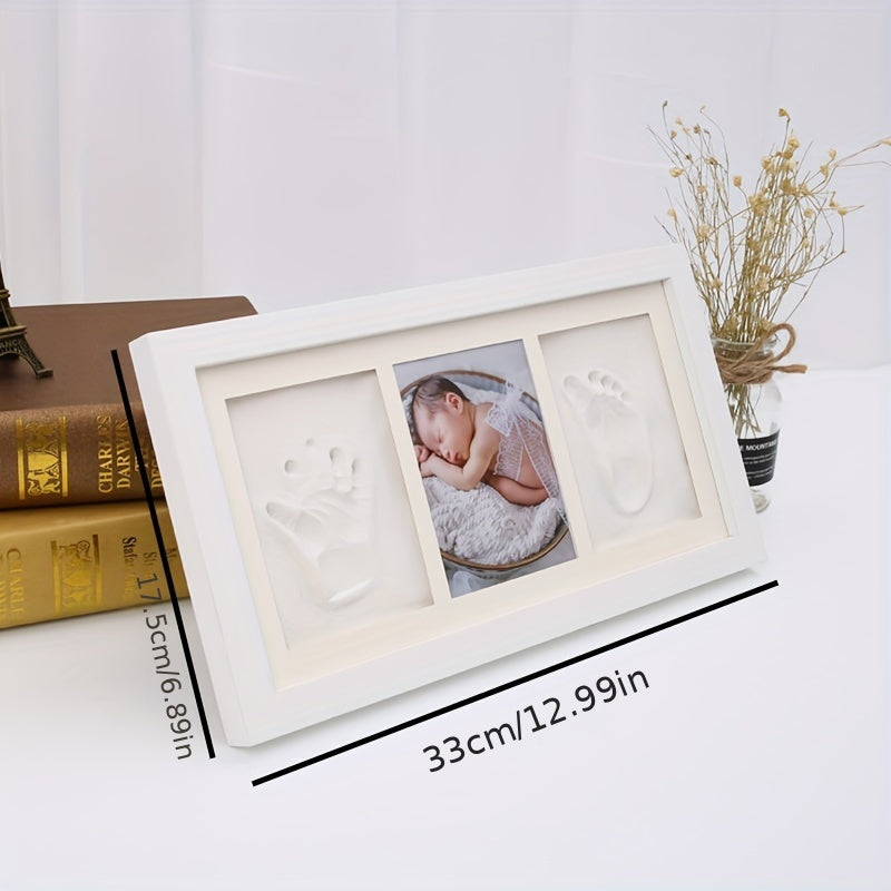 Capture the memories of little hands and feet with the White Handprint and Footprint Kit. A perfect keepsake frame for Christmas, Halloween, Thanksgiving, New Year's, Valentine's Day, or Carnival gifts.