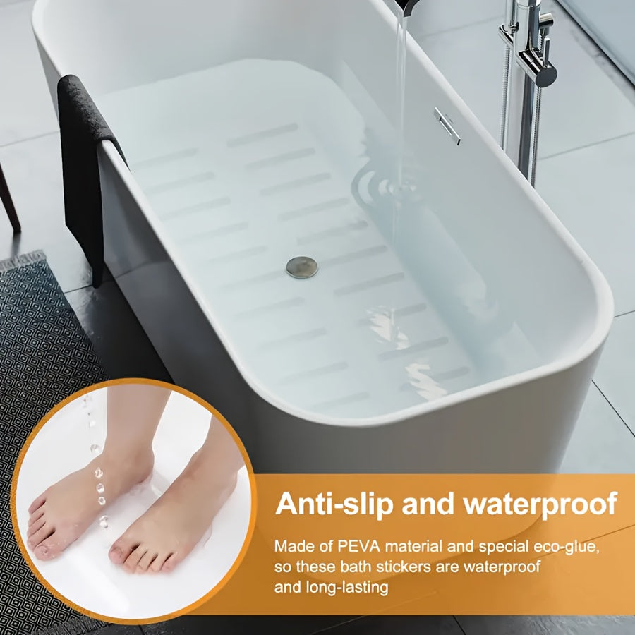 24 Non-Slip Bath Mat Stickers with Advanced Scraper for Bathtubs, Showers, and Stairs - Ideal for Indoor Use - Made from PET Material