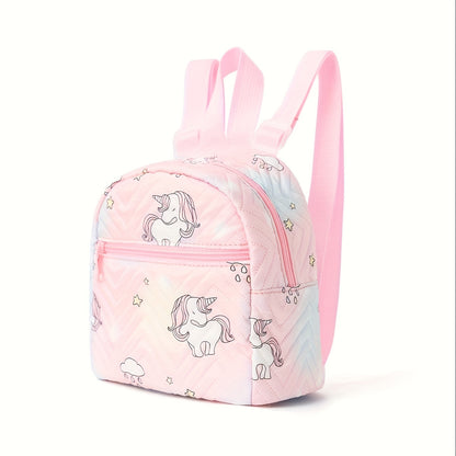 1pc Cute Pink Unicorn Backpack with Adjustable Straps - Waterproof PU Material, Stain-Resistant & Lightweight Design for School, Commuting, Travel - Cartoon Unicorn & Star Pattern, Daypack