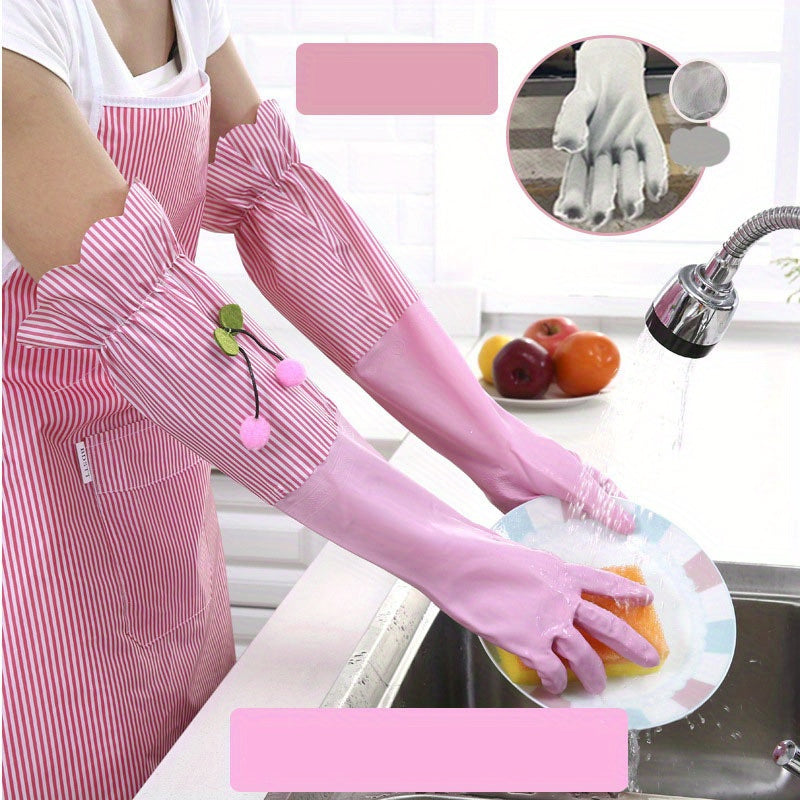 Winter gloves for cleaning and dishwashing, lined with fleece for warmth and waterproof protection. Non-slip and durable rubber household gloves for all cleaning tasks. Essential cleaning supplies and tools for back to school.