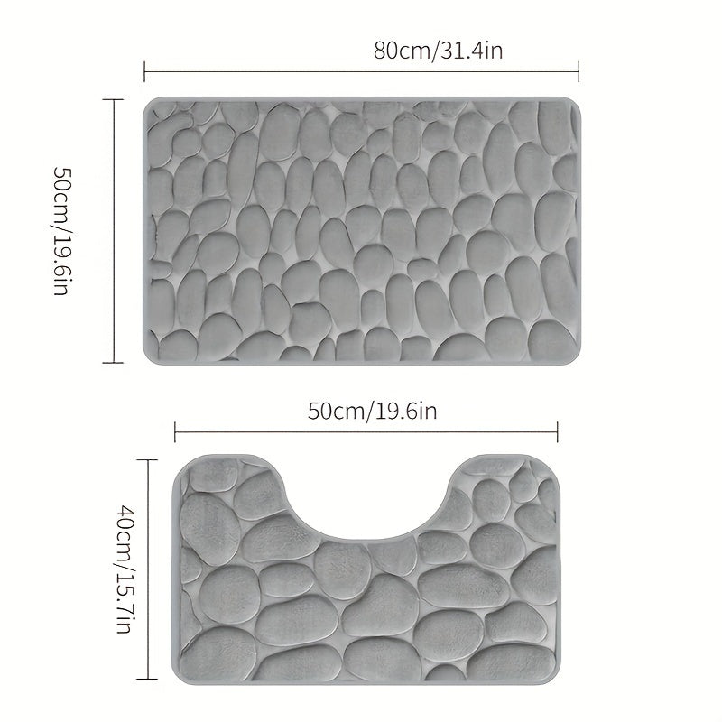 Set of anti-slip toilet floor mats, quick-drying, easy to care for, in dimensions 50*80cm and 50*40cm.