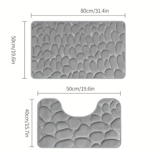 Set of anti-slip toilet floor mats, quick-drying, easy to care for, in dimensions 50*80cm and 50*40cm.