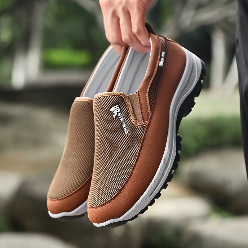 Sturdy non-slip slip-on sneakers for men, ideal for park workouts, camping, and hiking.