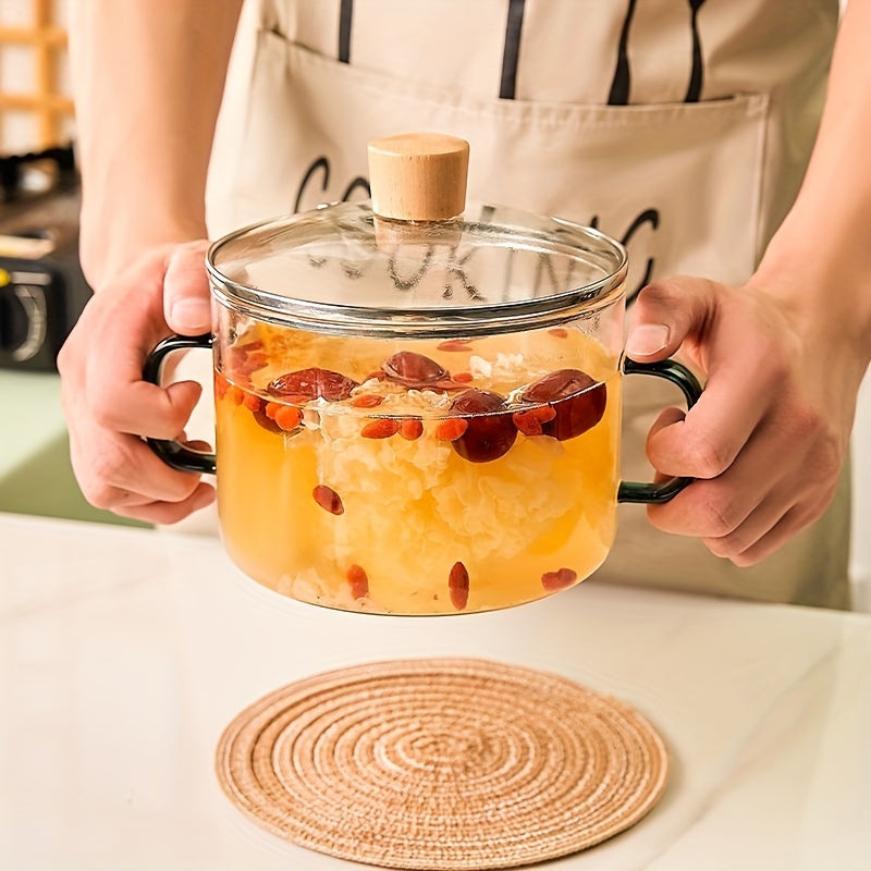 Versatile Clear Glass Saucepan with Lid, Made with Transparent High Borosilicate Glass - Ideal for Gas Stove Cooking, No-Pattern Design for Soup, Stewing, and Noodles - Heat-Resistant Cookware