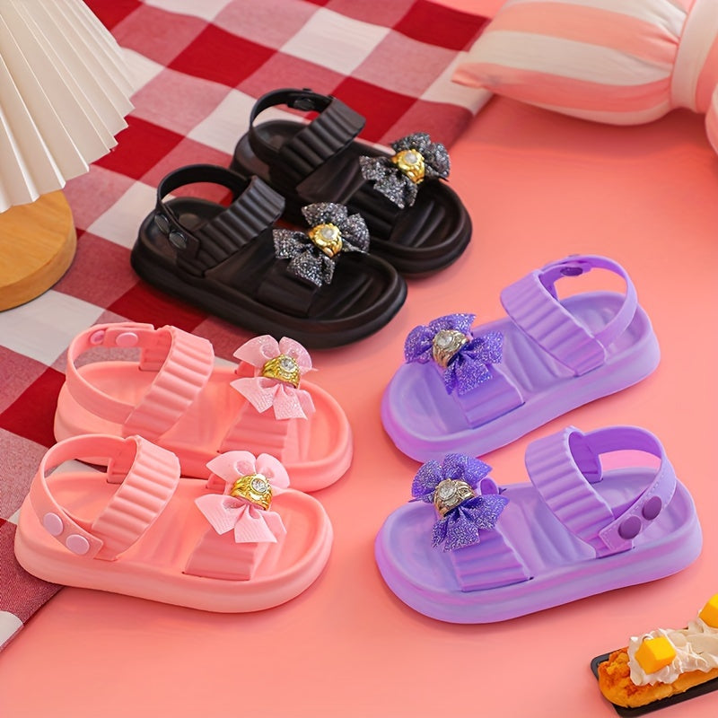 Stylish bowknot sandals for girls, perfect for indoor and outdoor wear.