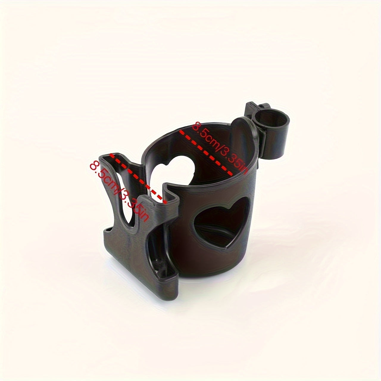 Stylish and practical stroller accessory - The 1pc Universal Stroller Cup Holder with Phone Stand features a unique heart-shaped design and is made of durable ABS material. Easy to install on any stroller, this multifunctional holder is suitable for ages