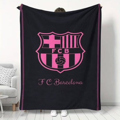 Stay warm and cozy with this F.C. Barcelona fan gift blanket. Perfect for all-season comfort, office naps, and air conditioning wraps. Made from durable and machine washable polyester with a contemporary style, this blanket is 100% perfect for indoor and