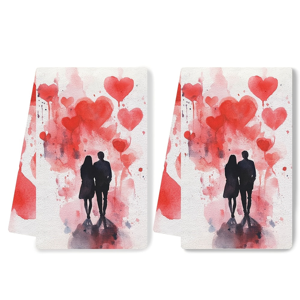 Set of 2 Valentine's Day Kitchen Towels, Extra Soft and Absorbent, Perfect for Holiday Decor, Machine Washable, 16x24 Inches, 2KYSYS1217544