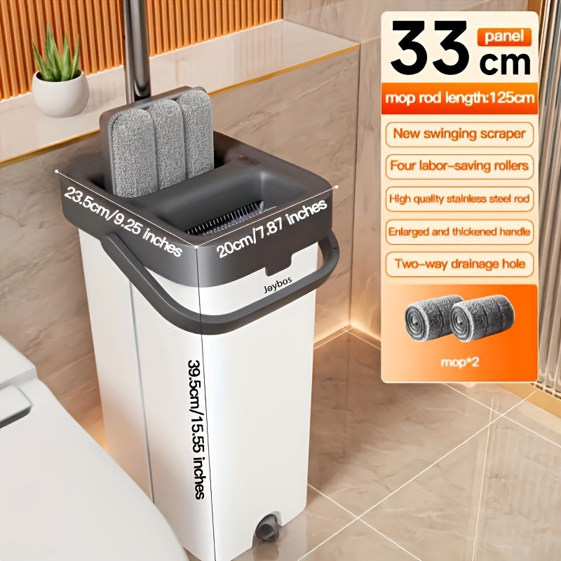 Joybos Flat Floor Mop and Bucket Set with Self-Cleaning System - Perfect for Home and Office Use, Made of ABS Material, Suitable for Multiple Surfaces including Living Room, Bathroom