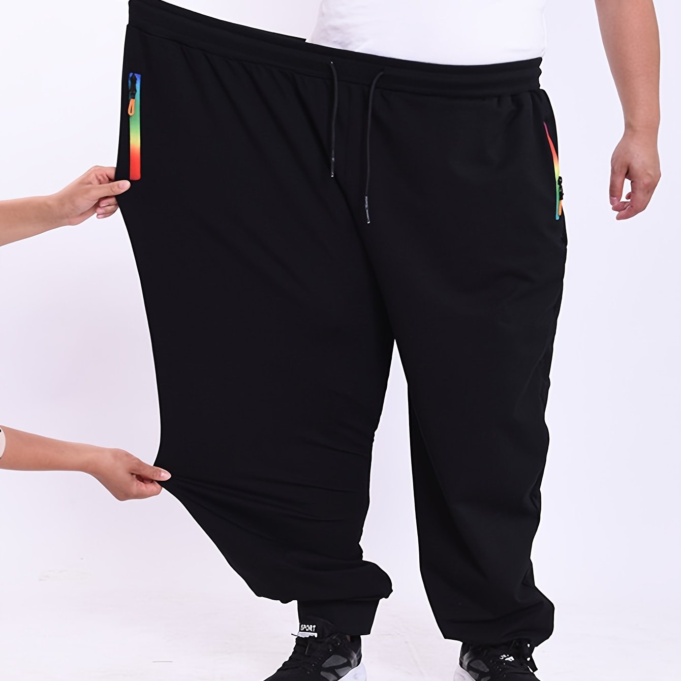 Men's plus size loose fit joggers perfect for spring and fall, ideal for casual outdoor sports.