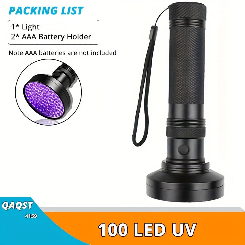 UV Blacklight Flashlight with Super Bright Ultraviolet LEDs, Metal Material with Switch Control, Battery Powered - Ideal for Scorpion Hunting, Pet Urine Detection - Available in 21, 51, or 100 LEDs, UV395nm.