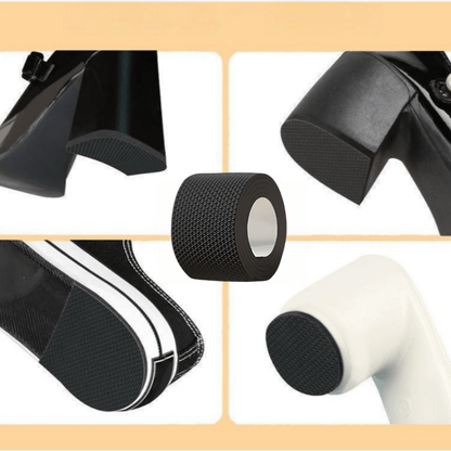 Self-adhesive tape repairs shoe soles for high heels, sneakers, and sandals, with non-slip insoles, patches, and pads.