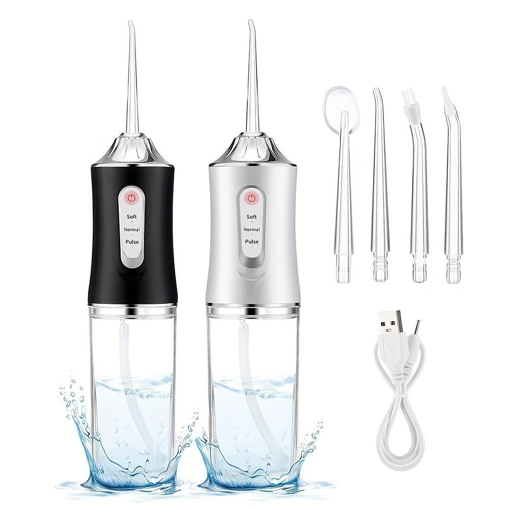 USB rechargeable water flosser for deep cleaning teeth at home with multiple modes.