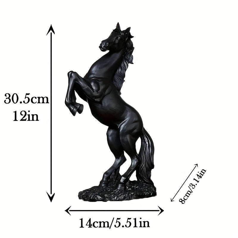 Resin horse statue in black & copper, 30.48cm x 14.0cm x 7.98cm - perfect for home, office, or cafe decor and ideal for bookshelf or living room display.