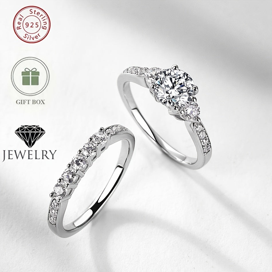 Beautiful WES Elegant 1CT Moissanite Wedding Band crafted from S925 Sterling Silver and 14K Golden Plating. This stunning engagement ring features a closed setting and measures 6.5x6.5mm, weighing 4.32g. Perfect for both daily wear and special wedding