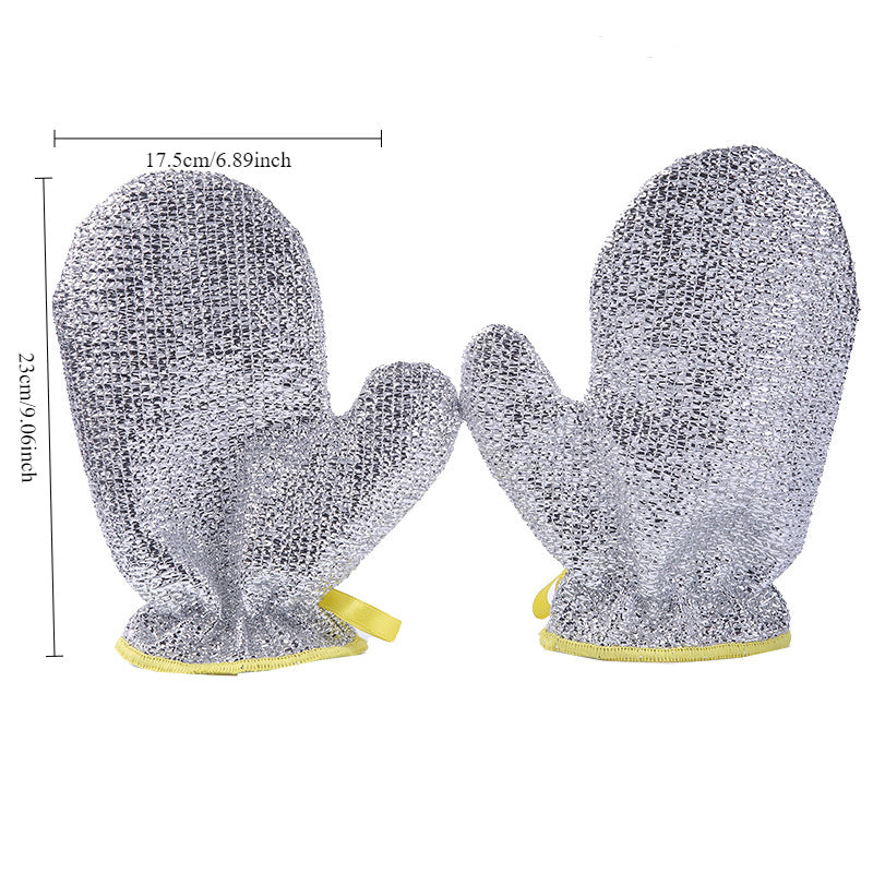 Pair of Kitchen Dishwashing Gloves - Resistant to Heat, Waterproof and Equipped with a Built-In Scrubber for Effective Cleaning