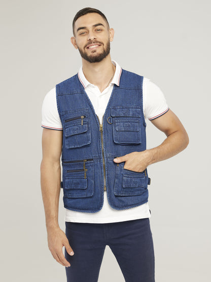 Men's Casual Zipper Pockets Cargo Vest for Spring/Summer Outdoor Activities