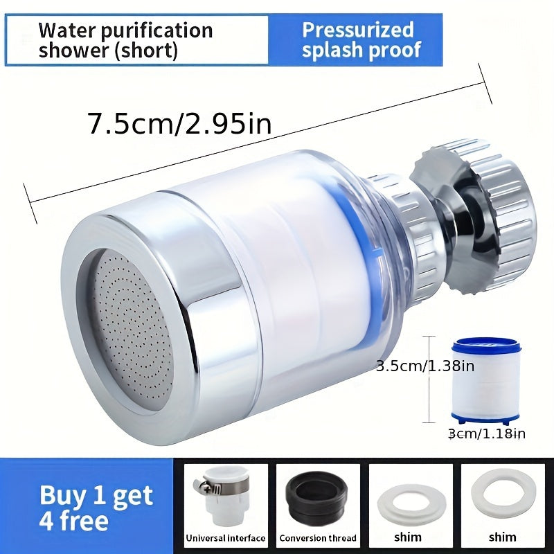 360 Degree Rotating Front Filter Faucet Filter for Bathroom and Kitchen Tap Water Purifier with Pressure Boosting and Splash-proof Faucet Shower