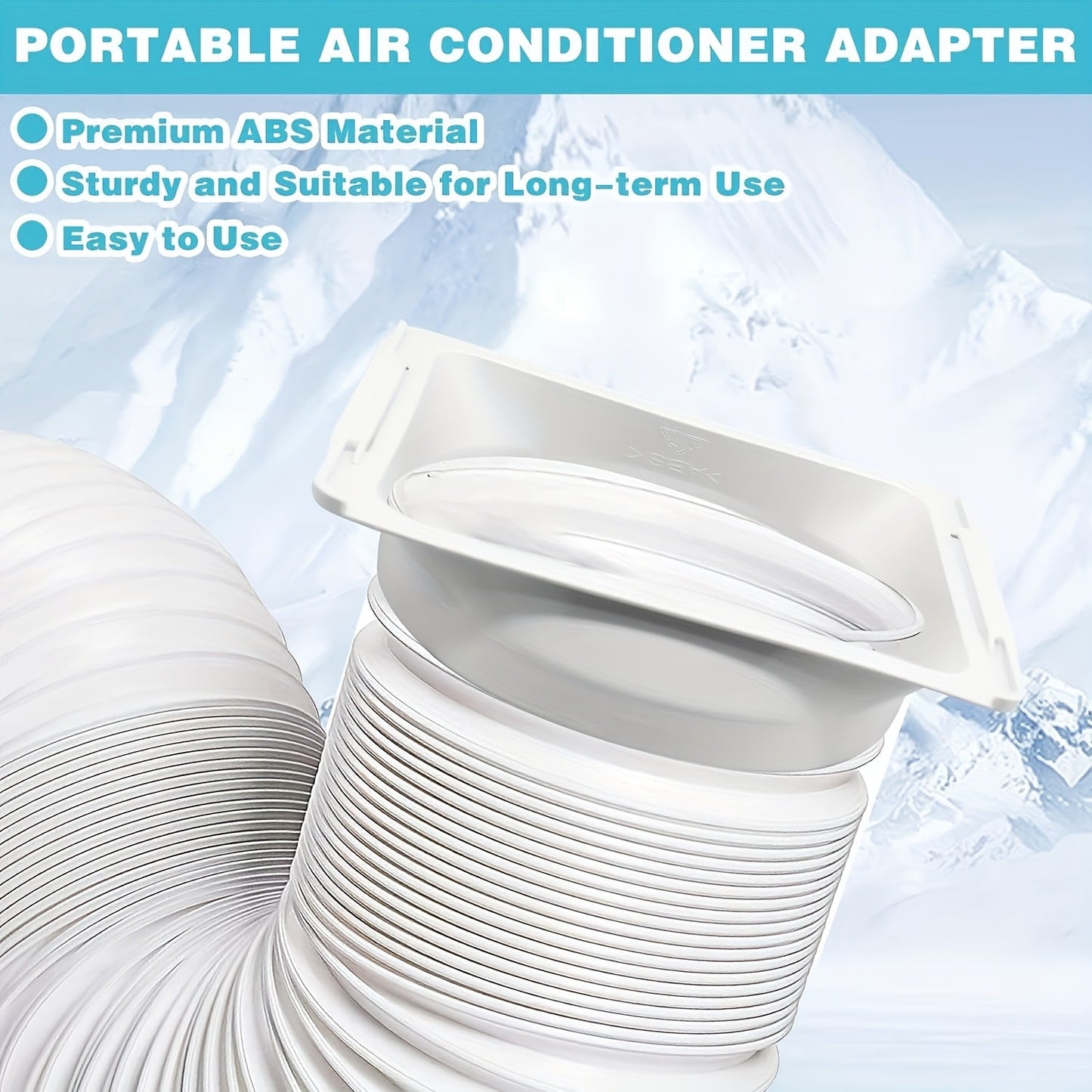 White Portable AC Exhaust Hose Coupler with Green Leaf Design - Easy to Install, Flexible Connector for Mobile Air Conditioners, No Electricity Needed