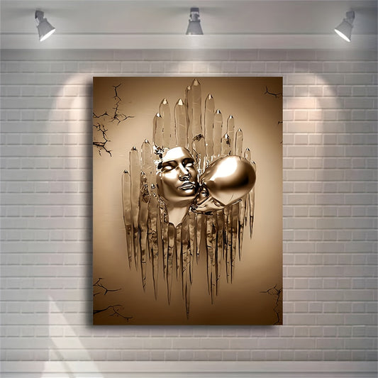 Abstract canvas painting of love couples kissing, perfect for home decor in any room. Frame not included.