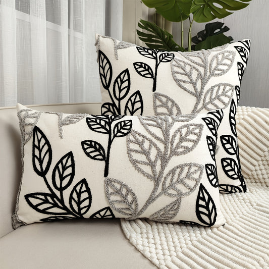 1 piece leaf embroidery cushion cover for home decor, fits sofa and bedroom without pillow insert.