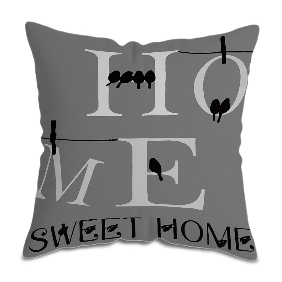 Decorate your home with our Home Sweet Home Decorative Sofa Pillow Cover! Featuring a stylish gray geometric design, this single-sided printed cushion cover measures 44.96x44.96 cm and is perfect for your room, sofa, bed, or car. (Pillow core not