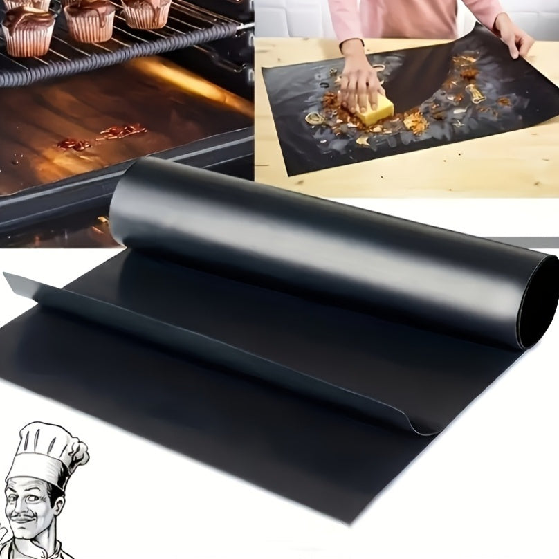 1 piece of Non-Stick Reusable Oven Mat in Black PVC, suitable for use in Electric & Gas Ovens as well as on the BBQ. An indispensable accessory for parties and vacations.