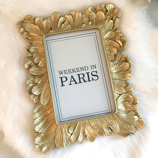 Vintage Golden Palm Leaf Flower Photo Frame - A Stylish Addition to Your Home Decor or Desk, Perfect for Displaying Your Favorite Photos