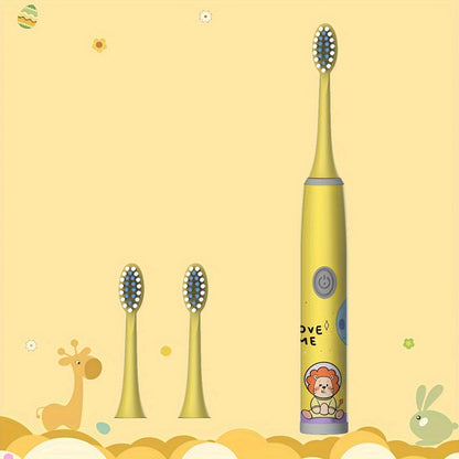 The New Space Series children's electric toothbrush set includes a battery-operated model with 3 to 6 brush heads, making it a perfect holiday gift for family and friends. Featuring soft