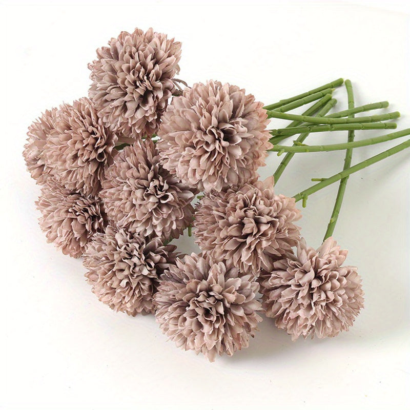 5 artificial chrysanthemum and dandelion flowers for DIY wedding decor.