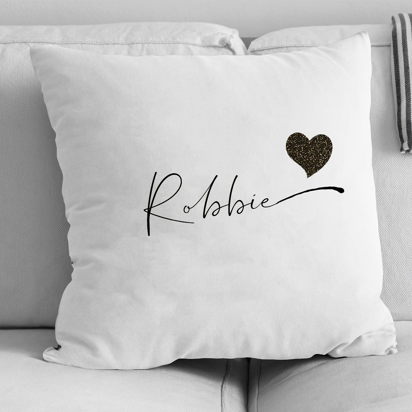 Add a Personal Touch to Your Decor with a Custom Velvet Pillowcase featuring Heart Pattern and Your Name - Single-Sided Print on White Polyester - Ideal for Nursery or Home Decor (Pillow not included)