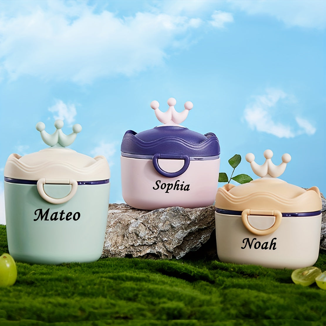 Baby Milk Powder Storage Box personalized with any Name - Essential Portable Milk Powder Box for Baby Travel. Perfect Halloween or Christmas Gift.