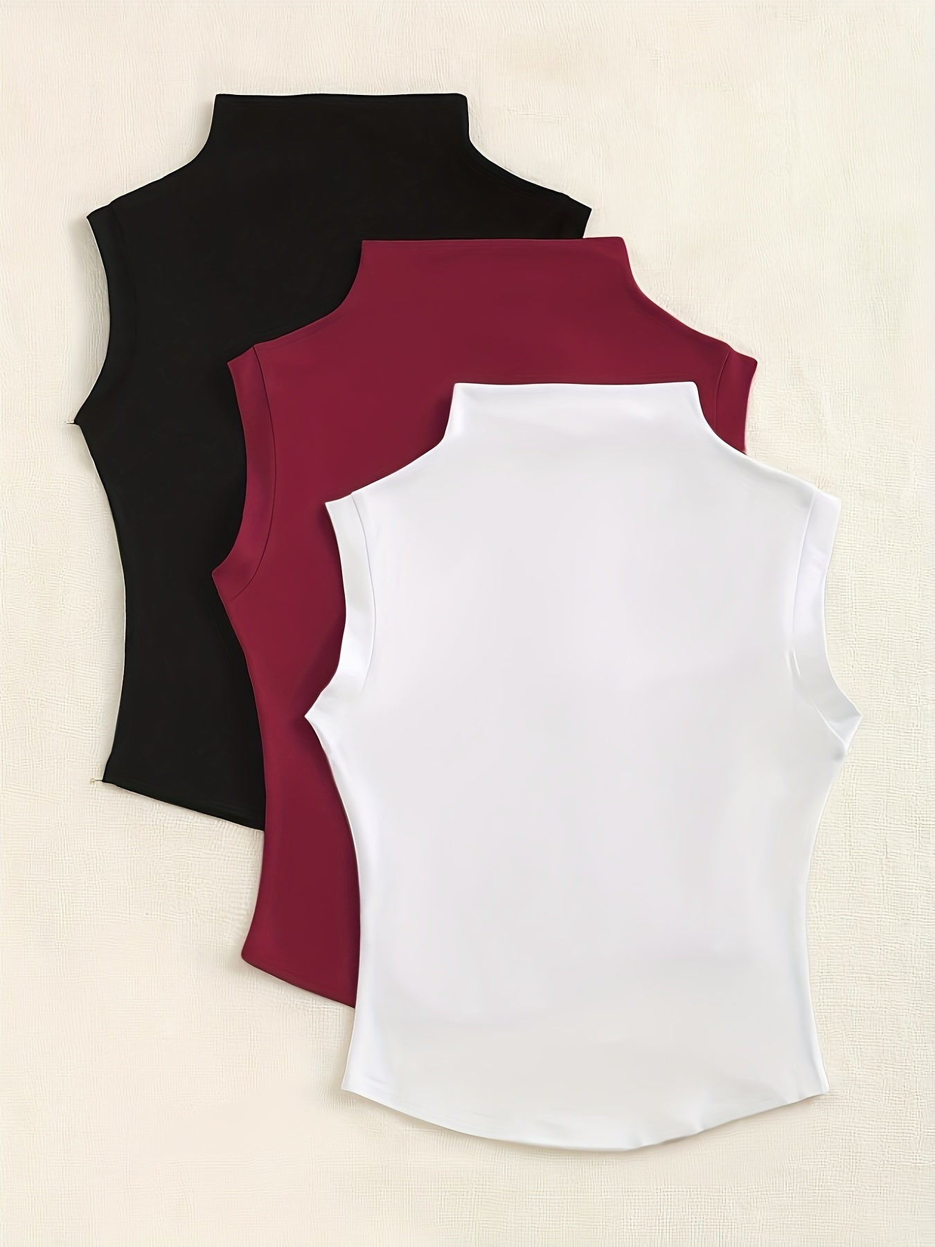 Solid color mock neck tank top, perfect for spring and fall.