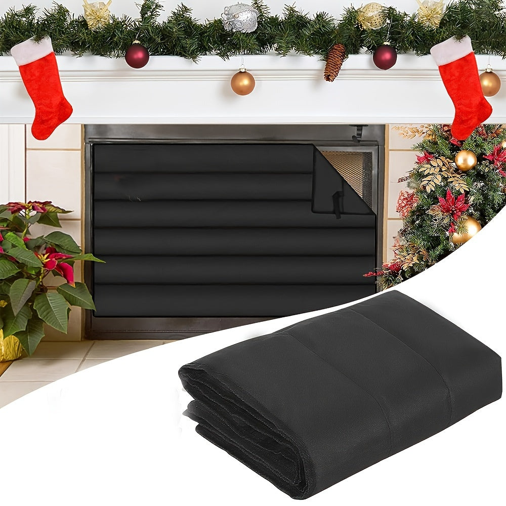 One Magnetic Fireplace Blanket - Black Indoor Cover for Heat Loss Prevention and Draft Stopper, Enhances Insulation and Controls Odors, Ideal Christmas and New Year Gift