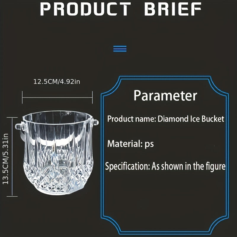 1 шт. прозрачное пластиковое ведро для льда с ручкой, щипцы для льда и контейнер для напитков для вечеринок и напитков, идеально подходит для коктейльных баров.
