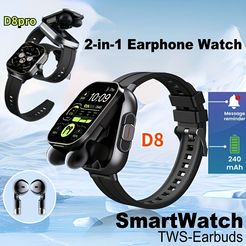 All-in-one smart watch with headphones - call and message alerts, customizable faces, sports modes, high-definition display, long battery life - great gift for all.