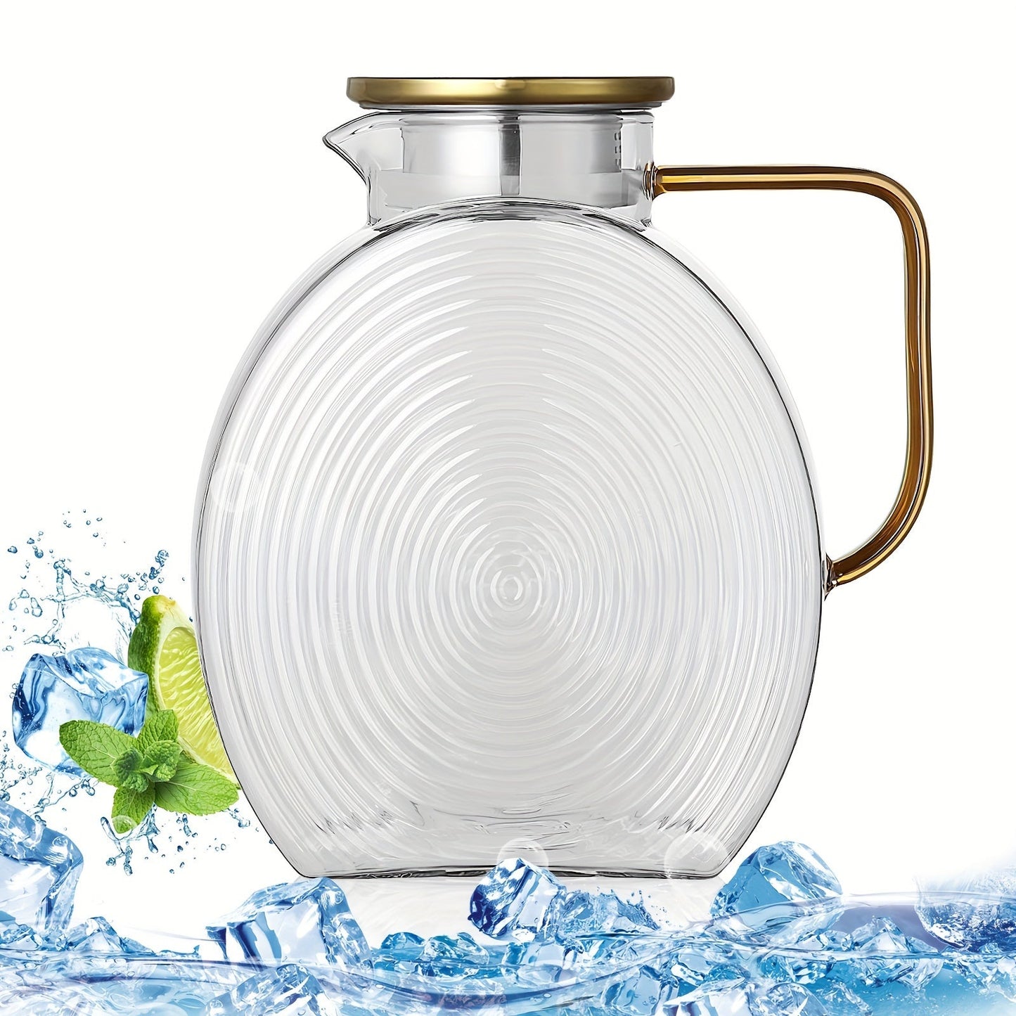 Glass water pitcher with a swirl design - 2500ml capacity, ideal for use at home