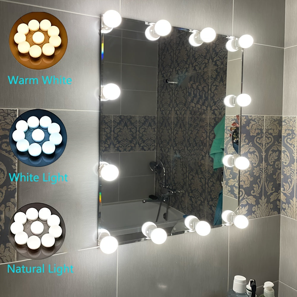 3-color LED makeup mirror bulb with USB, dimmable and suitable for bedroom, bathroom, dressing table.